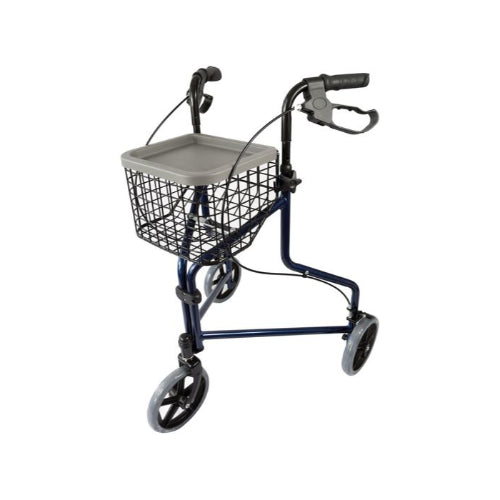 Peak Aluminium Blue Tri-Wheel Walker with Basket and tray - Central Coast - Mobility Joy